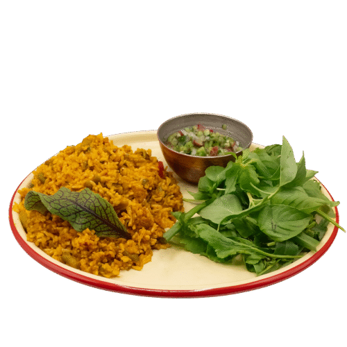 لوبیا پلو + سالاد شیرازی