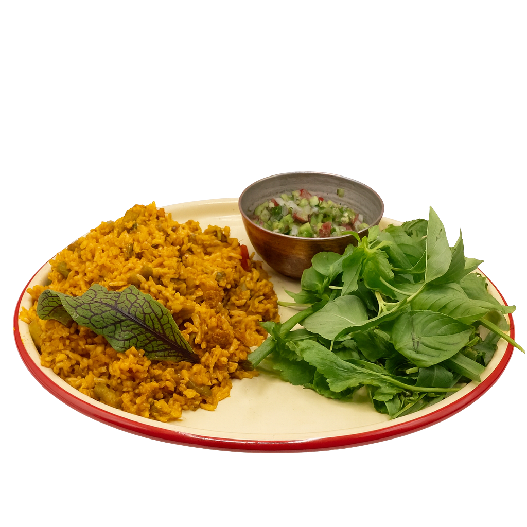 لوبیا پلو + سالاد شیرازی