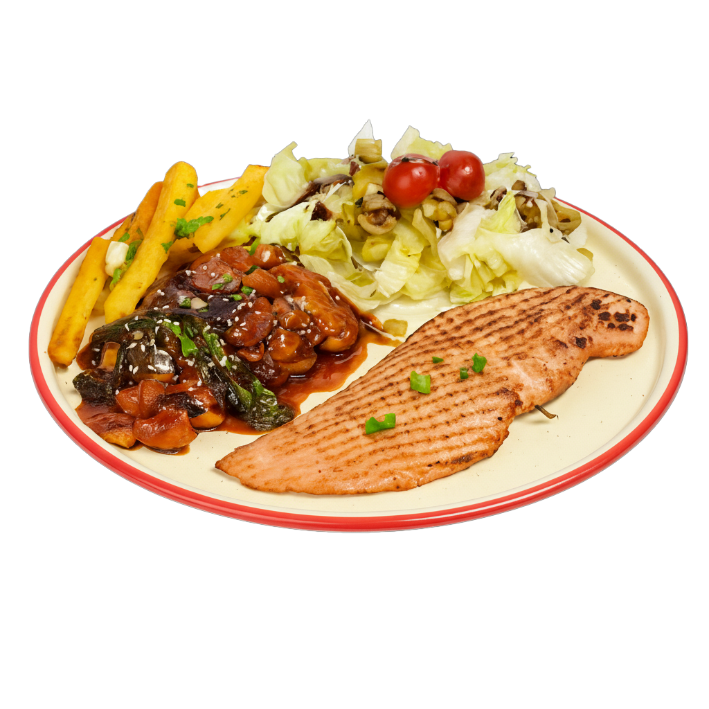 بشقاب مرغ و سبزیجات